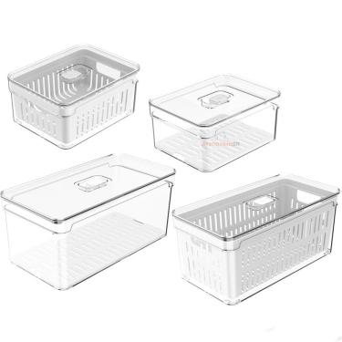 Imagem de Kit 4 Organizadores Porta Mantimento Geladeira Fruta Verdura Clear Fresh - Ou