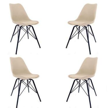 Imagem de Kit 4 Cadeira Saarinen Leda Nude Tower Base Metálica Preta