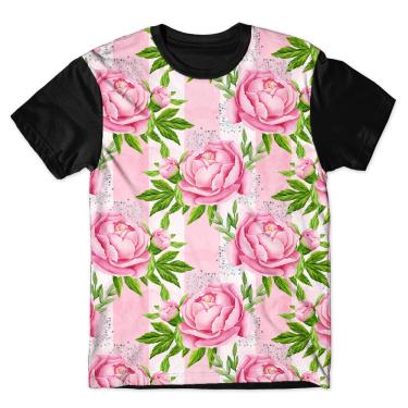 Imagem de Camiseta As Braba Masculina Flores Rosa Full Print