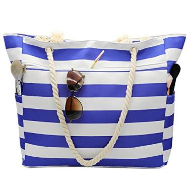 Imagem de utop Bolsa de praia grande para mulheres, bolsa de praia de palha, alças de corda de algodão, durável, leve com bolsas de grande capacidade, Bolsa Beah 13, 3G