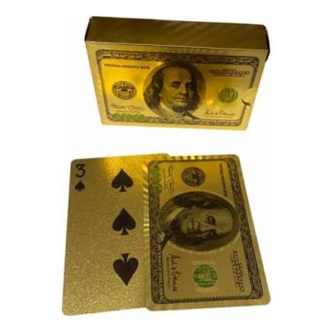 Jogo Carta Baralho Dourado DÓLAR 54 Cartas Para Poker Jogos Plástico