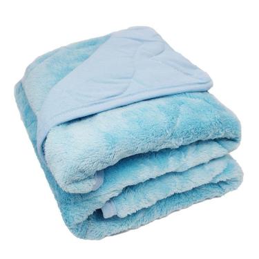 Imagem de Cobertor Bebe Manta Dupla Face Macia Soft Anti Alergica Maternidade e Enxoval Infantil Menino Azul