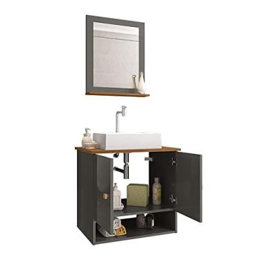 Imagem de Gabinete Banheiro Deli Cuba Torino Bco Torn Valv Click Inox Cor: Titanium/Nature