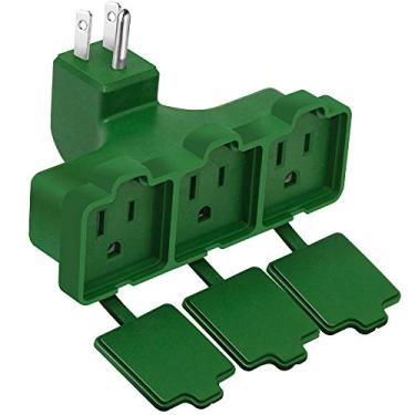 Imagem de K KASONIC - Adaptador de tomada de parede com 3 tomadas, uso interno/externo, certificado UL, extensor de energia multisaída resistente, capa segura e resistente a todos os climas para casa,