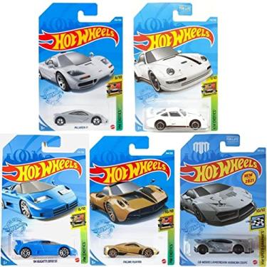 Imagem de Hot Wheels Super Car Exotics Madness 5 Pack Random Diecast Bundle Set with Various Lambos, Lotus, Porsches, Mclarens, Paganis and More