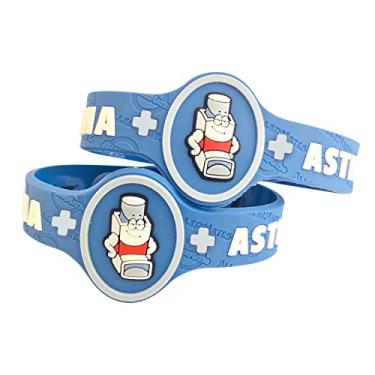 Imagem de AllerMates Pulseira infantil de alerta médico e alergia - muitas variedades e cores para todas as condições, Asthma, Plástico Níquel, Sem Pedra Preciosa