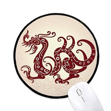 Imagem de DIYthinker Mouse pad retrato animal dragão chinês desktop escritório tapete redondo para computador