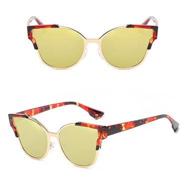 Imagem de Óculos de condução de viagem vintage espelho de olho de gato superdimensionado óculos de sol masculinos femininos de metal luxo armação grande óculos de sol uv400, flor c4 ouro, tamanho único