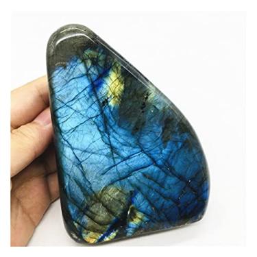 Imagem de JUIYU Pedra de cristal labradorita azul pedras preciosas cristais e pedras decoração presentes (cor: 540g)