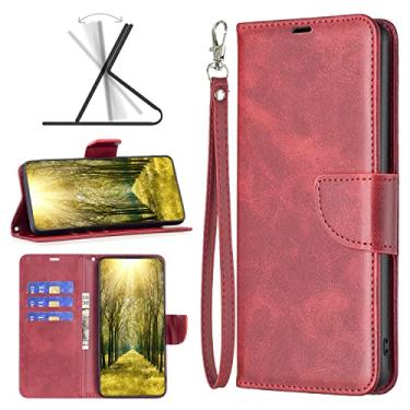 Imagem de Capas de telefone com padrão de ovelha de cor sólida Samsung Galaxy A54 5G capa de couro luxo slots para cartão de visita carteira clipe de telefone Samsung A54 5G capas (vermelho, Samsung A54 5G)