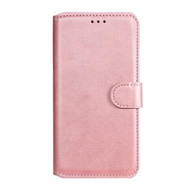 Imagem de YINGDAFENG Capa flip para iPhone 14 Plus, capa carteira de couro PU protetora magnética com slot para cartão função de suporte à prova de choque TPU capa interna slim fit, rosa