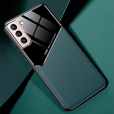 Imagem de Capa de couro de suporte de carro de luxo para samsung galaxy s21 s20 s10 plus ultra fe nota 20 a51 a71 a41 a31 a12 a32 a42 a52 a72 5g capa, verde escuro, para s20