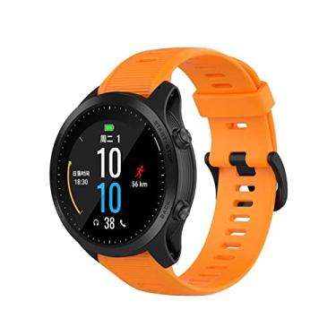 Imagem de HAZELS Pulseiras de relógio para Garmin Forerunner 945 935 Fenix 5 Plus quatix5 Pulseira de relógio inteligente de silicone esporte ao ar livre 22mm Pulseira Correa (Cor: Laranja, Tamanho: 22mm Approach s62)