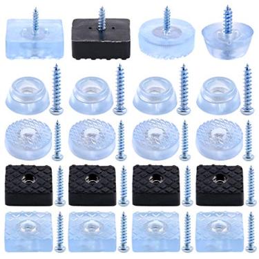 Imagem de Kit de almofadas de móveis Swpeet 128 peças, 3 estilos, almofadas de móveis de 28 mm e 30 mm de alta qualidade com parafusos, borracha resistente antiderrapante, pés de móveis antiderrapantes para cadeira de mesa e pernas de sofá