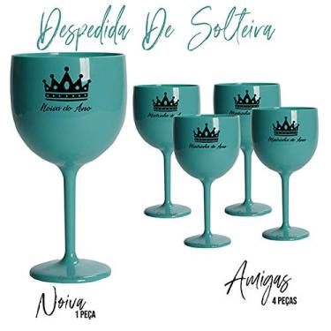 Imagem de Taça Gin Acrilico 550ml Branca e Azul Tiffany Krystalon 5 Unidades