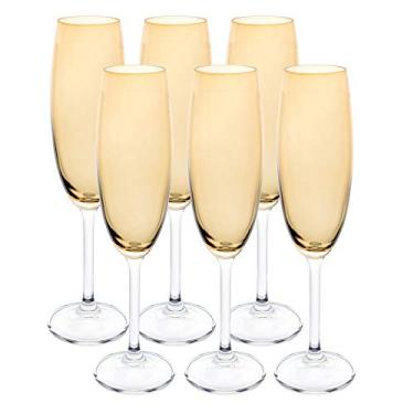 Imagem de Jogo de 6 tacas para champanhe Gastro em cristal ecologico 220ml A24cm cor amarela-AMARELO - Bohemia- Full Fit
