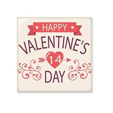 Imagem de Decalque brilhante vermelho Happy Valentine's Day 14 coração flecha cerâmica azulejo brilhante pedra adornada tijolo vitrificado