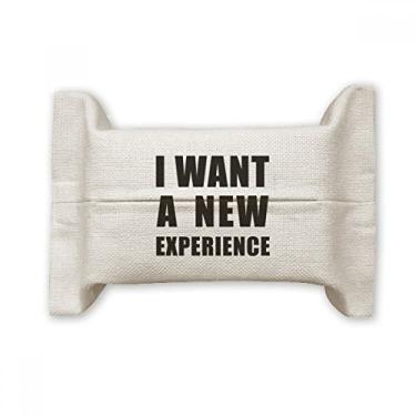 Imagem de Bolsa de linho de algodão com suporte para capa de papel para lenços faciais I Want A New Experience