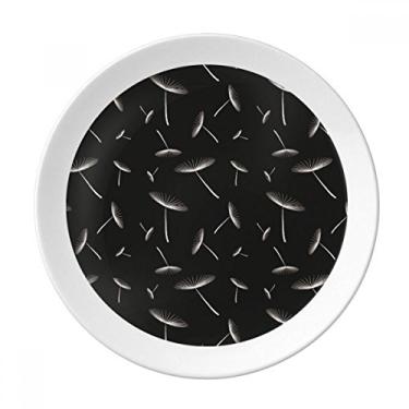 Imagem de Prato de plantas de dente-de-leão branco decorativo de porcelana Salver louças de jantar