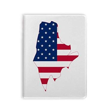 Imagem de Maine USA Mapa Estrelas Listras Bandeira Formato Caderno Capa de Goma Diário Capa Macia Diário