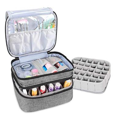 Imagem de armazenamento esmalte, comporta 30 frascos caixa armazenamento (máximo 15 ml), estojo portátil camada dupla para esmalte, organizador caixa armazenamento óleo essencial, para esmalte unhas e conjunto manicure 25 x 22 x 15,5 cm