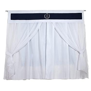 Imagem de Cortina Infantil de Bando com Voil - Urso Imperial Marinho