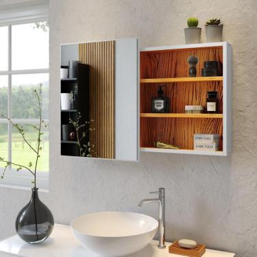 Imagem de Armário Banheiro Astral Porta Deslizante Espelho Branco Mad