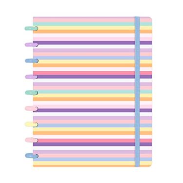 Imagem de Caderno Disco ISCOOL Inteligente M Listrinhas Rosa E Roxo