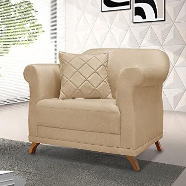 Imagem de Poltrona Estofada Decorativa Sala de Estar Quarto Escritório Leitura (LINHO DOURADO)