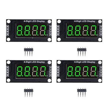 Imagem de 4 pe?as 0.36in tubo digital 4 d¨ªgitos 7 segmentos tm1637 display led tubo digital, m¨®dulo de exibi??o de tubo digital, placa de exibi??o digital led(green), Tubo Digital exibi??o de 7 segmentos p