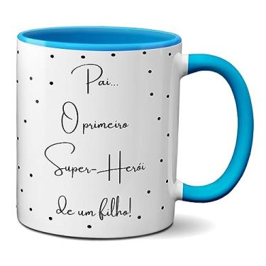 Imagem de Caneca Pai Primeiro Super-Herói Do Filho Xícara Minimalista (Azul)