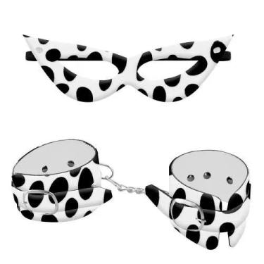 Imagem de Kit Algema Bracelete Com Corrente E Máscara Luxo Estilo Tiazinha Cruela Dominatrixx