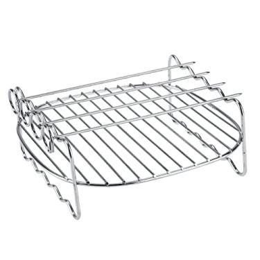 Imagem de Suporte de reposição para churrasco, espetos de camada dupla, bandeja de cozimento para fritadeira Air Fryer Hd9905 Acessórios para airfryer rack duplo Xxl Acessórios para