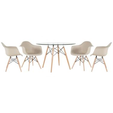 Imagem de KIT - Mesa Eames com tampo de vidro 120 cm + 4 cadeiras Eiffel DAW