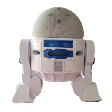 Imagem de Suporte Para Alexa Echo Dot 4 e 5 -Tema R2D2 Star Wars (Branco com AZUL)