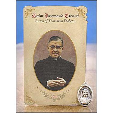Imagem de Christian Brands Catholic Conjunto de 6 medalhas de cura e cartão sagrado de 2 peças, Saint Jose Maria Escriva