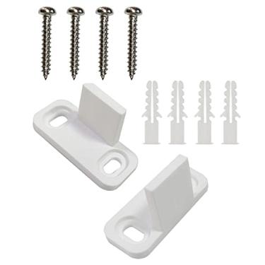 Imagem de Fenteer Porta de celeiro deslizante 2 peças, guias de chão, base montada no chão, porta de madeira branca