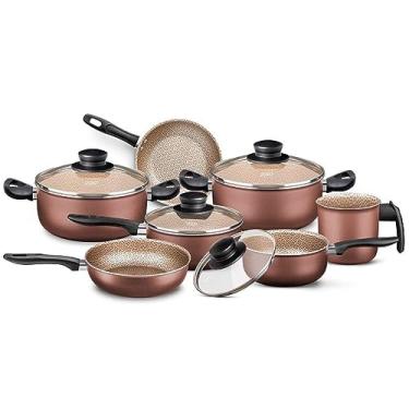 Imagem de MTA - Conjunto de Panelas com 7 Peças em Alumínio Antiaderente com Tampa de Vidro, Cor Chocolate, Linha Supra.