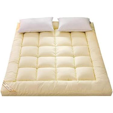 Imagem de Colchão Futon Colchão Futon Topper Colchão De Chão Almofada De Colchão Grosso Colchão De Cama Acolchoado Topper Down Almofada De Dormir Alternativa Para Quarto De Hóspedes,Amarelo,180x200cm,Striki