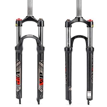 Imagem de BUCKLOS Garfo de suspensão MTB 26/27,5/29 polegadas, garfo dianteiro de mola de tubo reto de 28,6 mm QR 9 mm viagem 100 mm garfo de bicicleta de montanha bloqueio manual XC garfos de bicicleta
