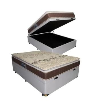 Imagem de Cama Box Baú Casal +colchão Espuma D28 Dupla Face Pillow Top