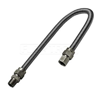 Imagem de Flextron FTGC-SS14-24I Conector de linha de gás flexível de 60 cm com diâmetro externo de 9,5 mm e conexões MIP de 9,5 mm x 9,5 mm, conectores de aquecedor de ambiente de aço inoxidável não