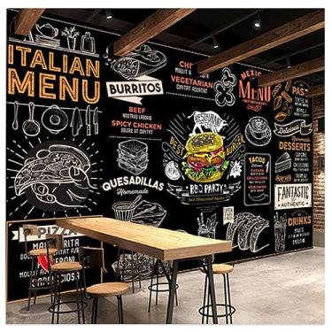 Imagem de TUYIFA Burger personalizado restaurante fast food ocidental fundo preto mural papel de parede 3D lanche bar hambúrguer pizza papel de parede (138" x 100" (350x256 x:li), x:li5)