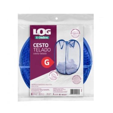 Imagem de Cesto Organizador Roupas Dobrável Telado Grande Azul Ordene