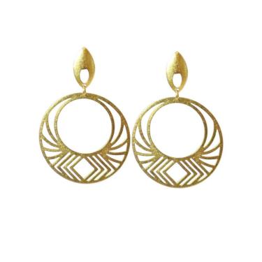 Imagem de Brinco Argola Diamantada - Banhado em Ouro 18k