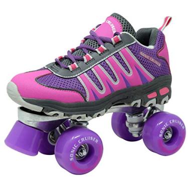 Imagem de Lenexa Sonic Cruiser 2.0 Patins Unissex | Tênis de Ajuste Confortável Estilo Quad Skates para Uso Interno/Externo | Rosa/Roxo - (Senhoras 9 - Masculino 8)