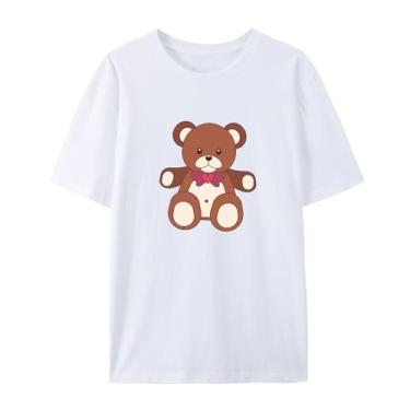 Imagem de Camiseta Love Graphics para homens e mulheres Urso Funny Graphic Shirt for Friends Love, Branco, M