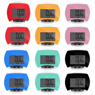 Imagem de Copkim 12 pedômetro simples para caminhada, contador de degraus LCD com calorias queimadas, rastreador de passos portátil para mulheres, idosos, corrida, caminhada, 6 cores