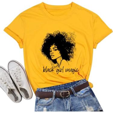 Imagem de Camiseta feminina Black Girls Magic Black Queen Black Mama Melanin Afro Pride Shirt, Amarelo, G