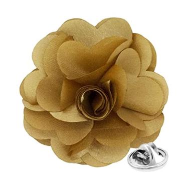 Imagem de Vittorio Vico Broche de lapela de flor de cor sólida formal masculino premium - Boutonniere para homens, broche, 2.5" (6.36CM), Poliéster, Não aplicável